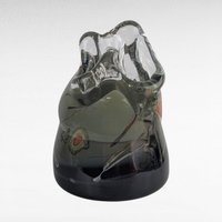 Vintage Art Glass Sculpture, Abstract Form, Signed (Unreadable), Decorative Glass Art, Heavy Glass Piece