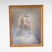 1940 Warner Sallman Head of Christ Lithograph, Framed Religious Art, Vintage Christian Decor, Gift for Church, Inspirational Wall Art