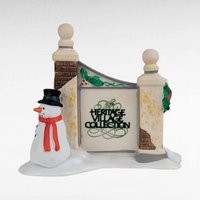 Vintage Dept 56 Village Accessories, Snowman Sign, Well & Cross Set, Hand Painted Porcelain, Christmas Village Decor, Holiday Gift