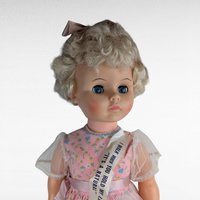 Vintage 1960s Walking Plastic Doll, 22.5" Pink Dress, Collectible Toy, Display Doll, Gift for Vintage Doll Collectors