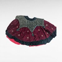 Vintage Handmade Burgundy and Green Velvet Shawl with Eyelet Clasps, One-Size, Warm, Festive