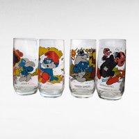 Set of 4 1982 Smurf Tumblers. Glass.
