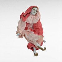 Vintage Posable Jester Doll, 13.5 Inch Porcelain Clown Figure, Display or Gift for Collector, Whimsical Home Decor