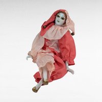 Vintage Posable Jester Doll, 13.5 Inch Porcelain Clown Figure, Display or Gift for Collector, Whimsical Home Decor