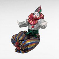 Vintage 17" Posable Clown Doll, Porcelain Head Hands Feet, Colorful Costume, Display or Gift
