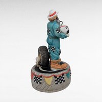 Flambro Emmett Kelley "With a Little Bit of Luck" Music Box, Clown Figurine, Racing Theme, 7 Inches, Collectible Music Box, Working Music