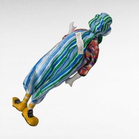 Vintage Ganz Shelf Sitter Clown, Porcelain, Fabric Costume, 14 Inches, Collectible Clown Doll, Display Doll