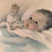 Vintage Bessie Pease Gutmann Baby Print, Framed Art, 19.25"x15", Sentimental Nursery Decor, Collectible Art Print