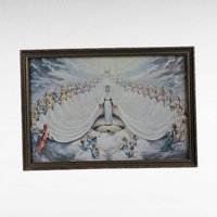 Vintage Mary Immaculate, Queen of the Universe Framed Print, Religious Art, Angelic Scene, Christian Gift, Framed Religious Print