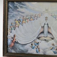 Vintage Mary Immaculate, Queen of the Universe Framed Print, Religious Art, Angelic Scene, Christian Gift, Framed Religious Print