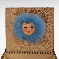 Vintage Pryography Box with Furry Face, Wooden Box, Unique Storage, Handmade Box, Decorative Box, Small Box, Whimsical Decor
