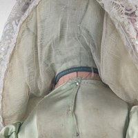 Antique Bed Doll - 27" Boudoir Doll in Light Green Dress - Vintage Doll with Character - Shabby Chic Decor -  Collector's Item