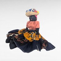 Vintage 17" Jamaican Folk Art Doll with Handcrafted Fabric Dress, Straw Hat, Collectible Caribbean Souvenir, Gift for Doll Collectors