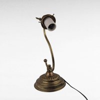 Vintage Metal S-Curve Table Lamp, 13 Inch Height, Decorative Desk Light, Gift for Home Office