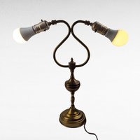 Vintage Double Brass Table Lamp, 16 Inch Height, Dual Light Desk Lamp, Antique Style Lighting, Unique Home Decor, Gift for Reader