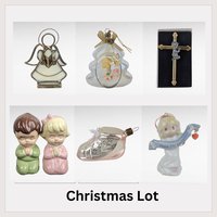 Vintage Mostly Religious Christmas Ornament Lot - Precious Moments, Stained Glass Angel, Praying Kids, German Shoe - Unique Holiday Decor