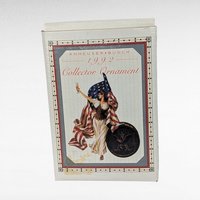 1992 Anheuser Busch Ceramic Lady Ornament Pair - Budweiser Collectible, Patriotic Holiday Decor, Beer Lover Gift