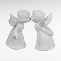 Vintage Kissing Angel Figurine Lot - Bisque Angels, Blue Porcelain Angels - Made in Japan, Romantic Decor