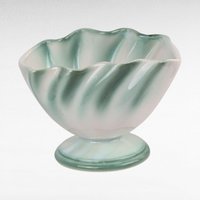 Vintage Regal Ceramic Planter, Green & White Clam Shell Vase,