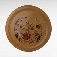 Pair of Vintage Handpainted Wooden Plates, Floral Design, Signed Wall Decor, Rustic Kitchen Display