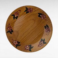 Pair of Vintage Handpainted Wooden Plates, Floral Design, Signed Wall Decor, Rustic Kitchen Display