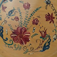 Pair of Vintage Handpainted Wooden Plates, Floral Design, Signed Wall Decor, Rustic Kitchen Display