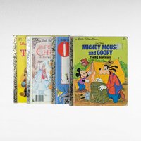 Set of 4 Vintage Little Golden Books, Donald Duck, Christmas Carol, Oscar's Book, Mickey Mouse, Children's Story Collection