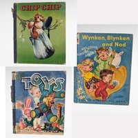 Set of 3 Vintage 1940s Children's Books, Toys, Chip Chip, Wynken Blynken and Nod, Illustrated Hardcovers, Classic Kids Reads