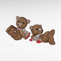 Vintage Homco Ceramic Christmas Cat Family & Bear Figurines, Holiday Decor Set, Collectible Christmas Animals