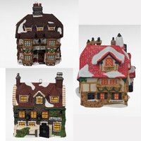 Vintage Department 56 House Ornaments, Santa's Workshop, Sir Falstaff Inn, Dedlock Arms, 1990s Christmas Decor