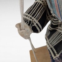 Vintage Plaid Clown on Swing, 25" Hanging Doll, Colorful Clown Decor, Whimsical Clown Gift