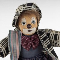 Vintage Plaid Clown on Swing, 25" Hanging Doll, Colorful Clown Decor, Whimsical Clown Gift