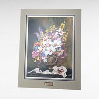 Leanne Hanson Floral Print, 1998 Limited Edition "Les Fleurs Classiques I", Unframed, Matted, Botanical Art, Flower Arrangement Decor