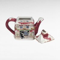 1997 Fitz and Floyd Dickens Ceramic Teapot, Christmas Carol House with Tiny Tim, Holiday Tea Service, Decorative Collectible Teapot
