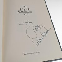 1982 Autographed A Cup of Christmas Tea Book, Tom Hegg, Warren Hanson Illustration, Signed Book, Holiday Story, Collectible Christmas Book