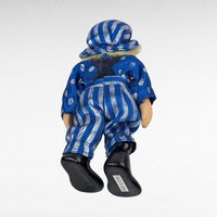 Small Clown Doll, Porcelain Face and Limbs, Blue Polka Dot Outfit, Collectible Display Doll, Whimsical Home Decor, Gift for Clown Lovers