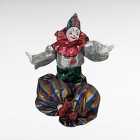 Vintage 17" Posable Clown Doll, Porcelain Head Hands Feet, Colorful Costume, Display or Gift