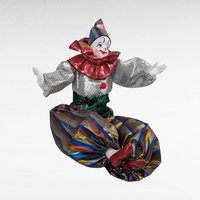 Vintage 17" Posable Clown Doll, Porcelain Head Hands Feet, Colorful Costume, Display or Gift