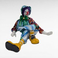 Vintage Ganz Shelf Sitter Clown, Porcelain, Fabric Costume, 14 Inches, Collectible Clown Doll, Display Doll