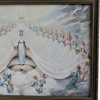 Vintage Mary Immaculate, Queen of the Universe Framed Print, Religious Art, Angelic Scene, Christian Gift, Framed Religious Print