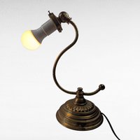 Vintage Metal S-Curve Table Lamp, 13 Inch Height, Decorative Desk Light, Gift for Home Office