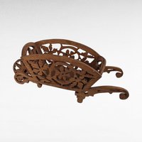 Handmade Wooden Wheelbarrow Figure, Vintage Carved Wood Decor, Rustic Farmhouse Accent, Unique Gift
