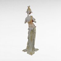 Vintage Resin Woman Figurine, Elegant Dresser Decor, Lady with Flowers, Art Deco Style, Decorative Sculpture