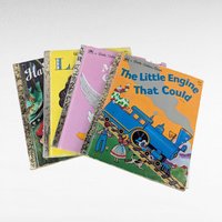 Set of 4 Vintage Little Golden Books, Disney Lady, Hansel & Gretel, Mother Goose, The Little Engine That Could, Children's Story Collection