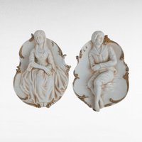 Vintage Lefton Wall Hangings Pair Ceramic Colonial Couple Figurines Romantic Decor Gift for Collector