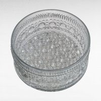 Vintage Glass Powder Dish with Metal Lid, Crystal Cut Vanity Jar, Decorative Bathroom Storage, Jewelry Box Gift