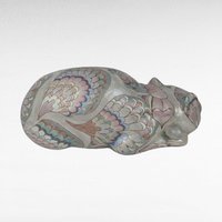 Vintage Ceramic Sleeping Cat Figurine Hand Painted Made in China Pet Lover Gift Decorative Animal Statue Shelf Decor