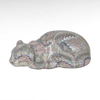 Vintage Ceramic Sleeping Cat Figurine Hand Painted Made in China Pet Lover Gift Decorative Animal Statue Shelf Decor
