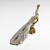 Vintage Bel-Ar Pottery Lusterware Peacock Figurine USA Ceramic Bird Gold Accents Elegant Home Decor Gift for Collectors