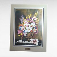 Leanne Hanson Floral Print, 1998 Limited Edition "Les Fleurs Classiques I", Unframed, Matted, Botanical Art, Flower Arrangement Decor
